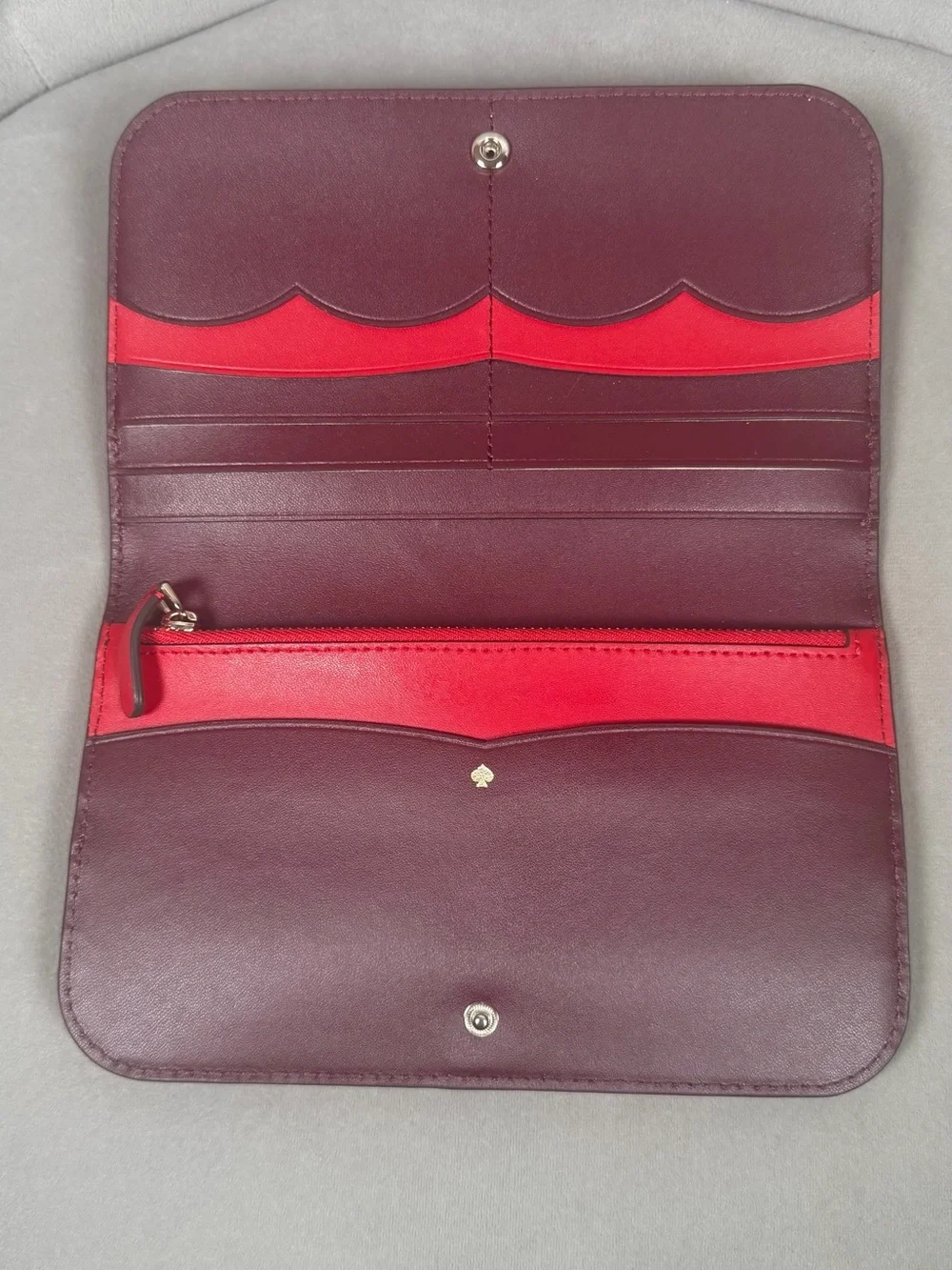 Kate Spade Nadine Patchwork Red Leather Suede Clutch Wallet